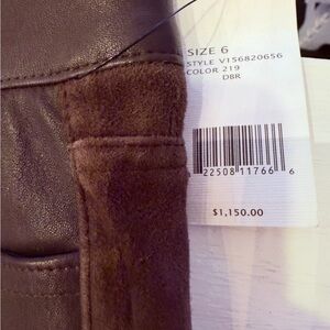 Vince Dark Brown Leather front suede back  pants size 6 NWT